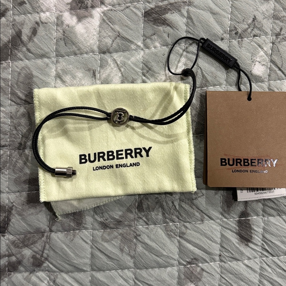 Burberry Black Cord Bracelet with Silver Charm - Picture 4 of 5